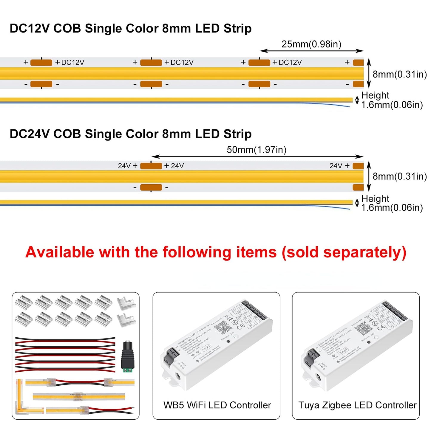 Maligaza Cob Led Strip 24V Dc 480Leds/M 16.4Ft Warm White 3000K Silicone Rubber Lighting For Home, Kitchen, And Ceiling Decor
