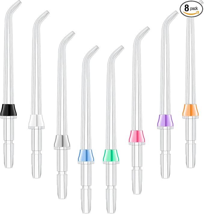 Nuanchu 8 Pieces Compatible with Waterpik Replacement Flossers Replacement Tips, Classic Jet Tips Flosser Refill Heads Replacement Heads for Water Toothpick (Classic Jet Tips)