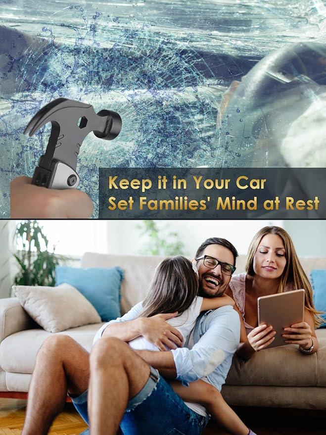 Multitool Camping Accessories Stocking Stuffers for Men Dad Gifts, 13 In 1 Survival Multi Tools Hammer Christmas Cool Gadgets for Adults Him Boyfriend Husband Grandpa Women Birthday Valentines Fathers