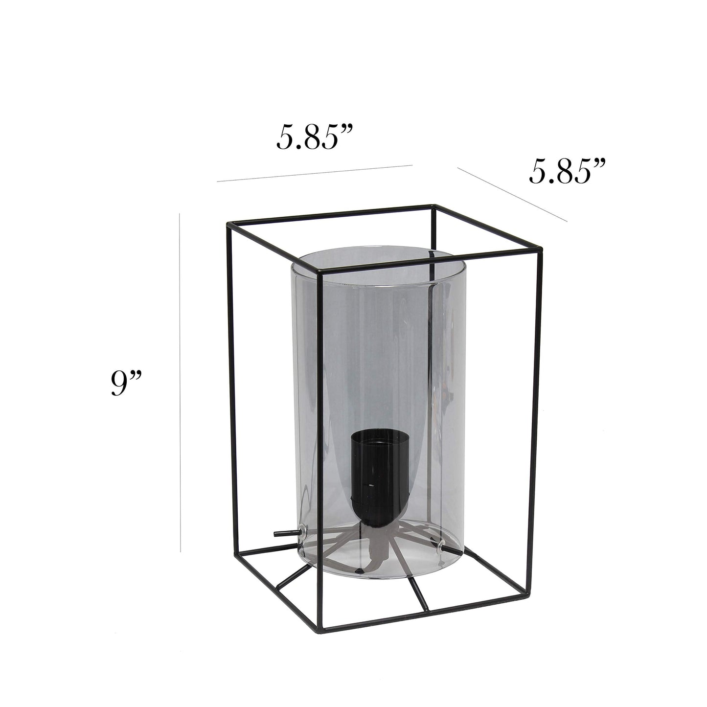 Elegant Designs Small Table Lamp, Black & Smoke, Metal, Model LT2069-SMK