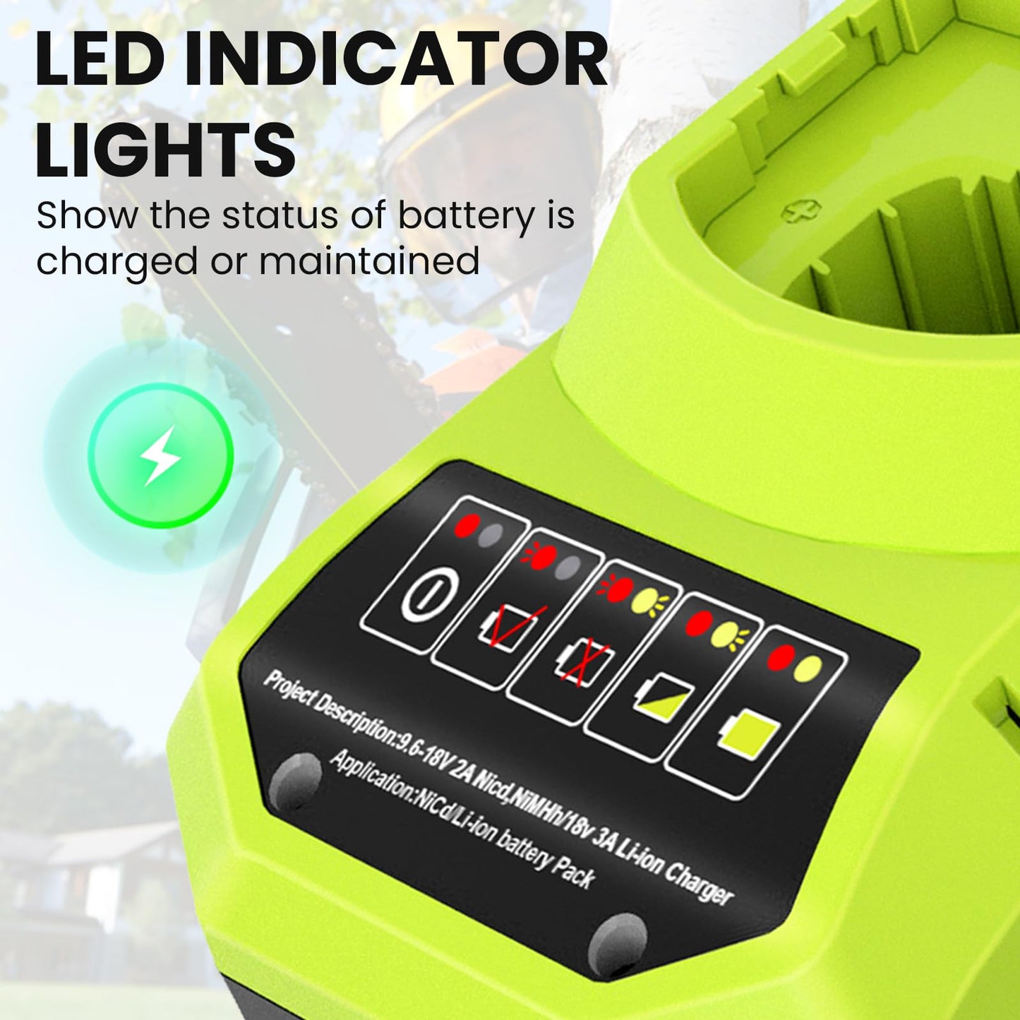P117 Rapid Charger Replacement For Ryobi 18Volt Charger Compatible With Ryobi 9.6V-18V Battery P102 P108 P189 P197 P103 P105 P10
