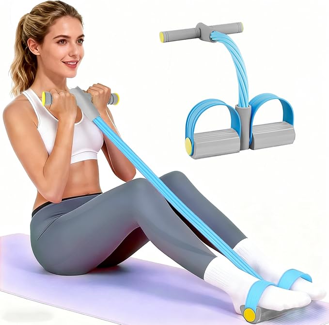 Pedal Resistance Bands with Handles, Durable 6-Tubes Multifunction Pedal Resistance Band, Natural Rubber Foot Pedal Resist...