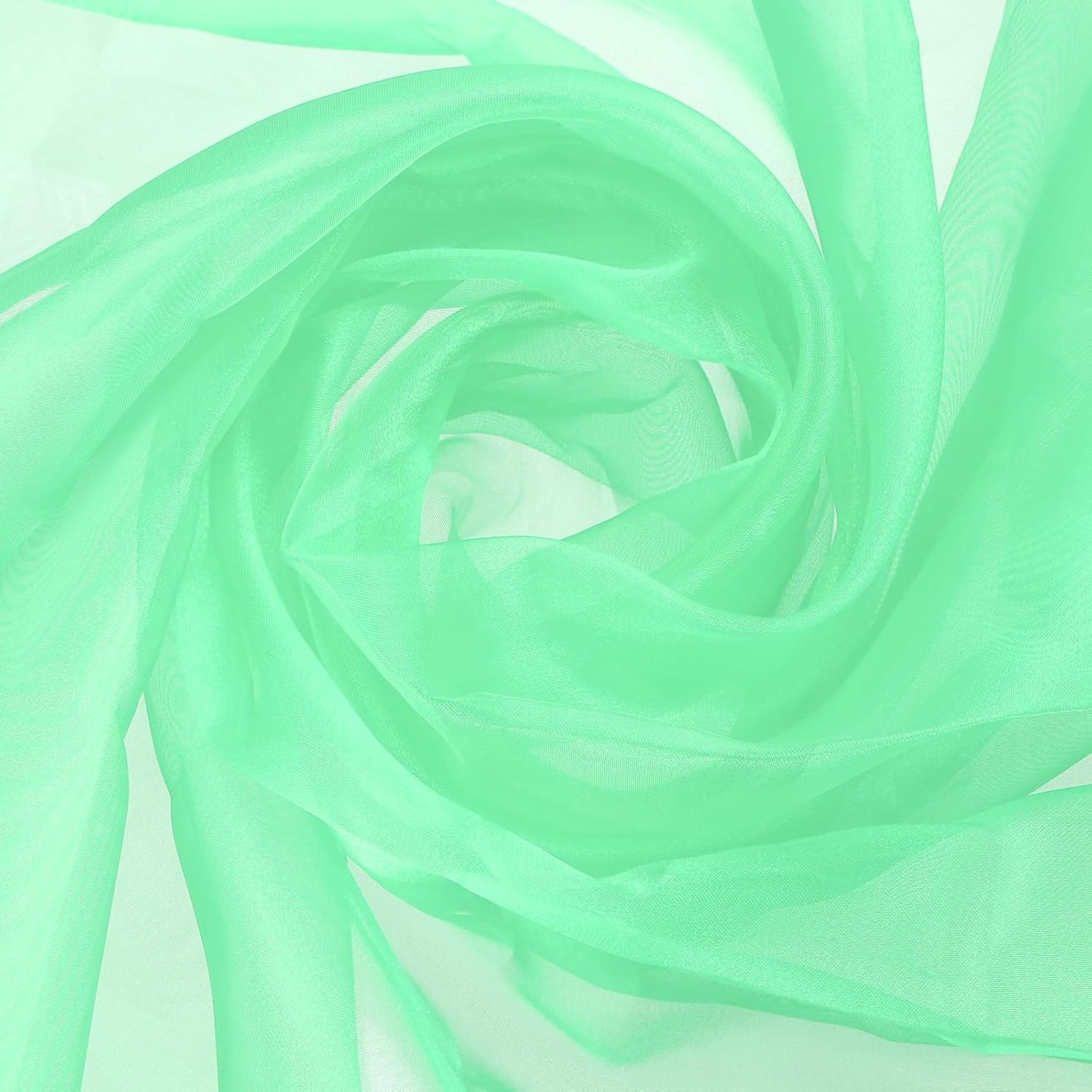 MECCANIXITY Iridescent Sheer Organza Fabric, 10 Yards x 59 Inches Solid Holographic Shiny Fabric Organza Cloth for Wedding, Curtains, Costume, Photo Background, Mint Green