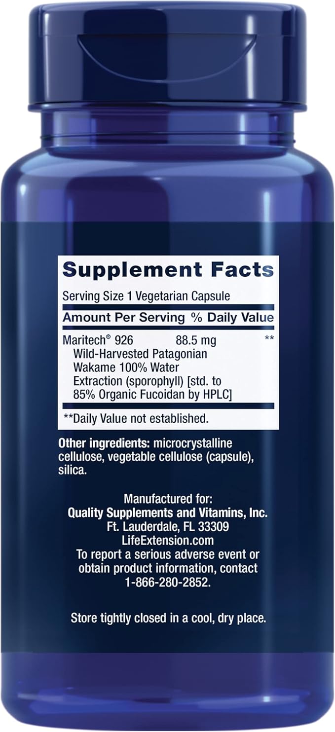 Life Extension Optimized Fucoidan with Maritech® 926, Promotes Healthy Immune Function, Gluten-Free, Non-GMO, Vegetarian, 60 Capsules
