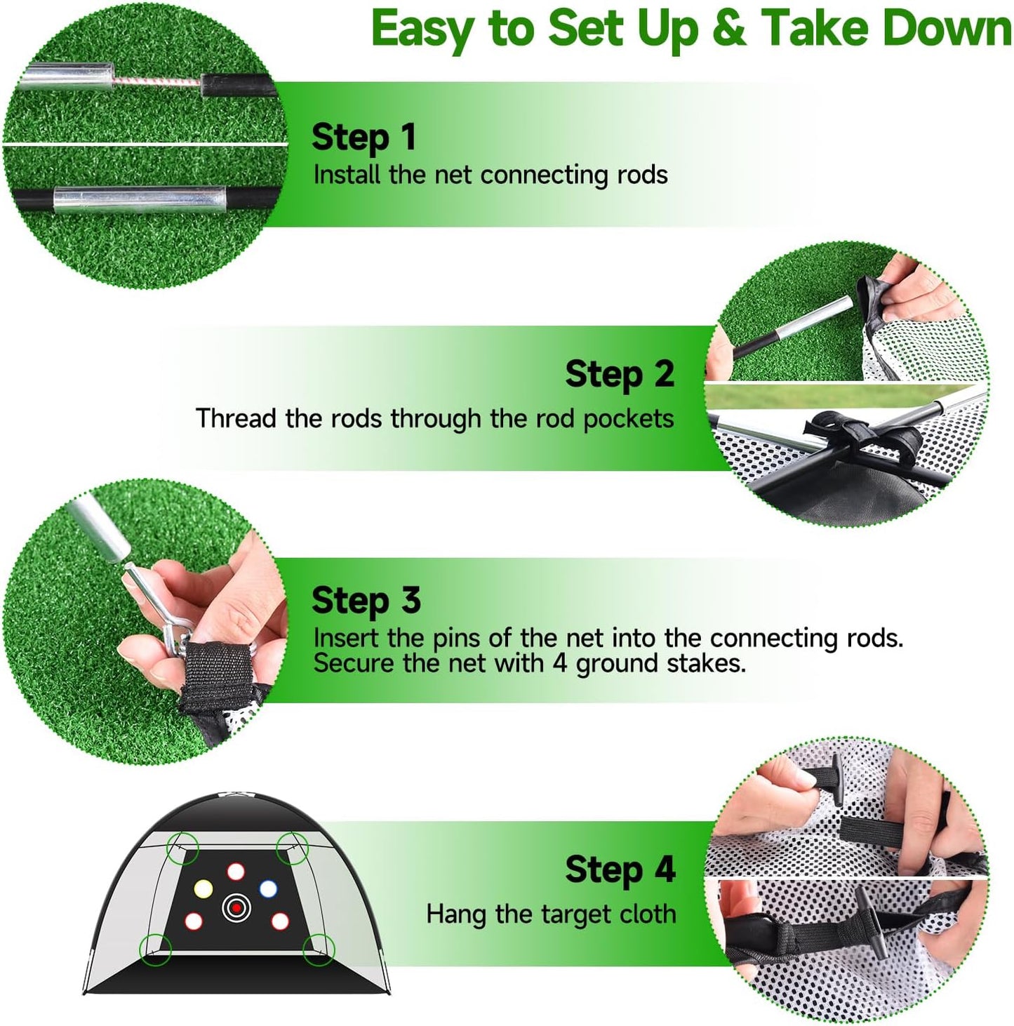 Golf Net: 10x7ft Golf Hitting Practice Net for Use，with Heavy-Duty Base Dual-Turf Mat，Suitable for Various Indoor and Outdoor Scenarios，Scenes Such As Garages, Backyards, Sandy Areas, Lawns, Etc