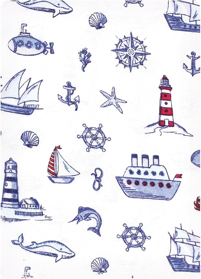 Luvable Friends Hudson Baby Flannel Burp Cloths 12pk, Coastal Lighthouse