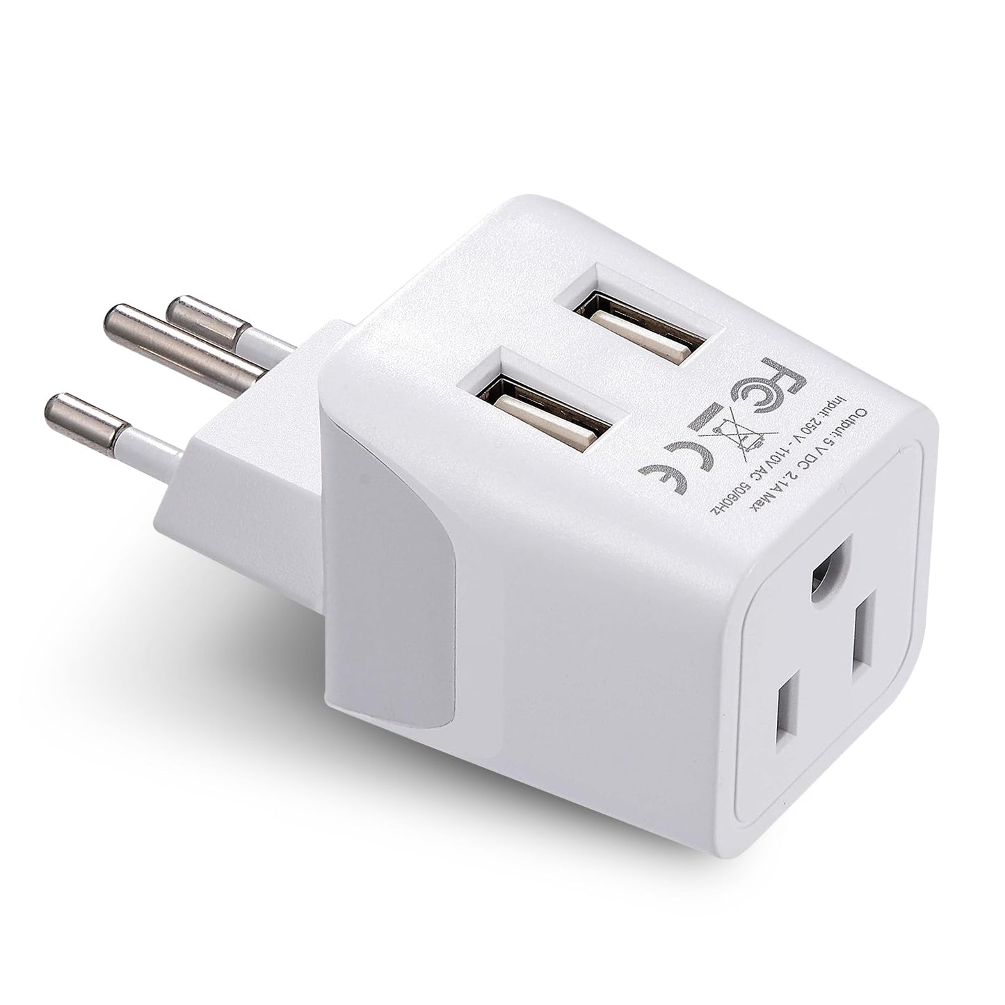 Ceptics Switzerland Travel Adapter Plug With Dual Usb + Usa Input - Type J - Ultra Compact - Safe Grounded For Laptops, Cell Pho