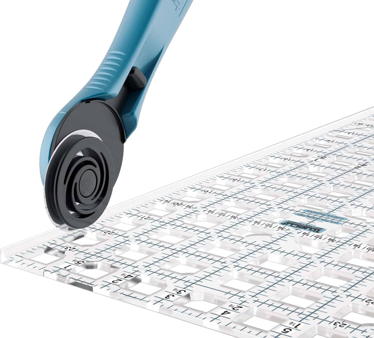 TrueCut Rectangle 3" x 18" Quilting Ruler with Track and Guide for Straight Cuts - Innovative Quilting and Sewing Ruler for Accurate Fabric Cuts with 1/8th Measurements