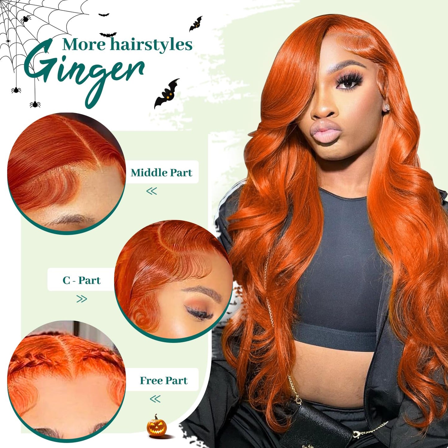 Shciyair Ginger Wig Human Hair 200 Density 13x4 Body Wave HD Lace Front Wigs Human Hair Pre Plucked Ginger Human Hair Wig Colore
