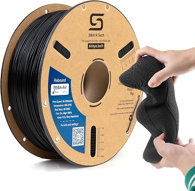 Siraya Tech Rebound PEBA Air - High-Rebound Active Foaming Filament, Adjustable Hardness 70A-95A, Ultra-Lightweight, for H...