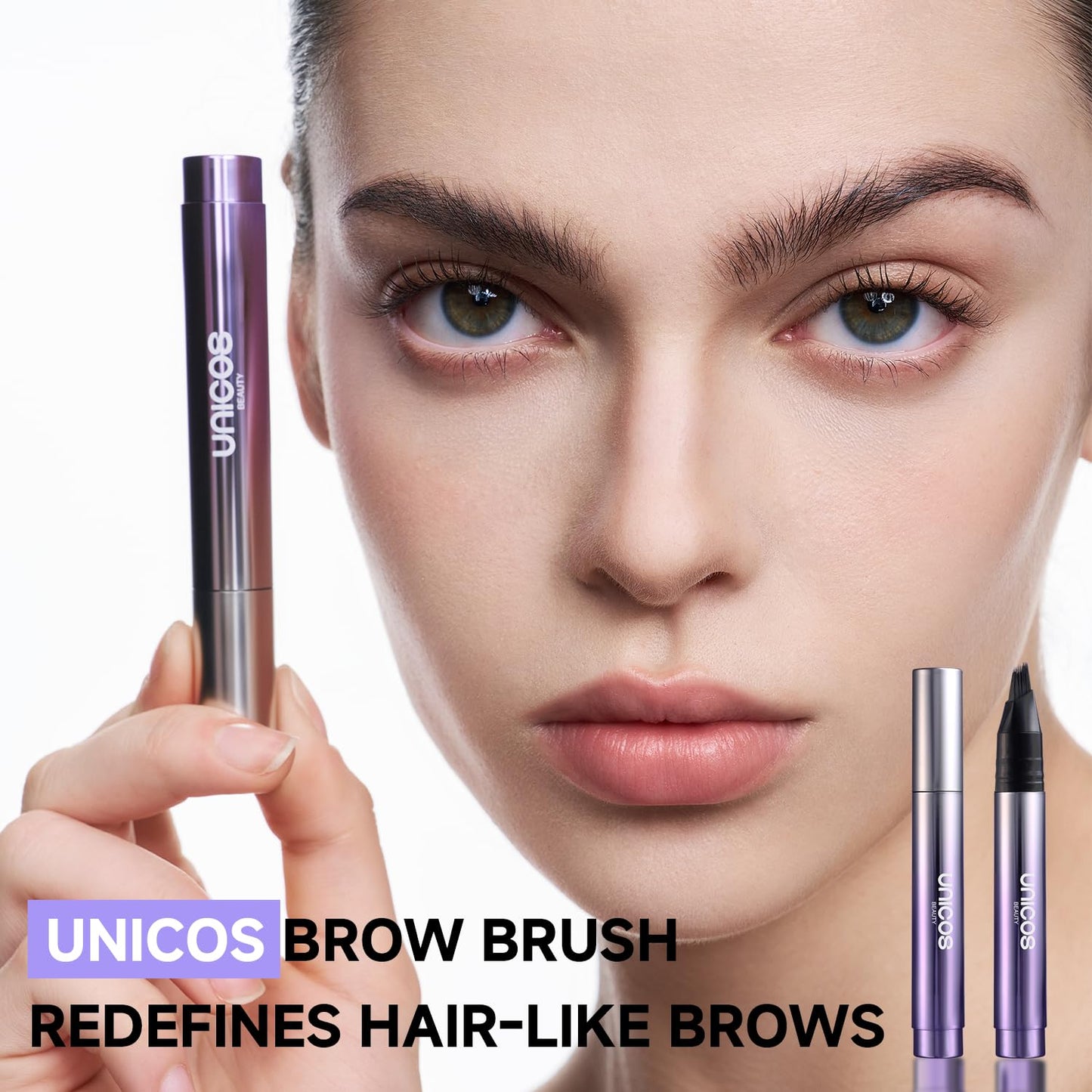 Unicos Eyebrow Pen, Angled Brow Brush, Eyebrow Pencils for Women, Natural Brow Pen, Hair-Like Strokes, 24hrs Long-Lasting, Water