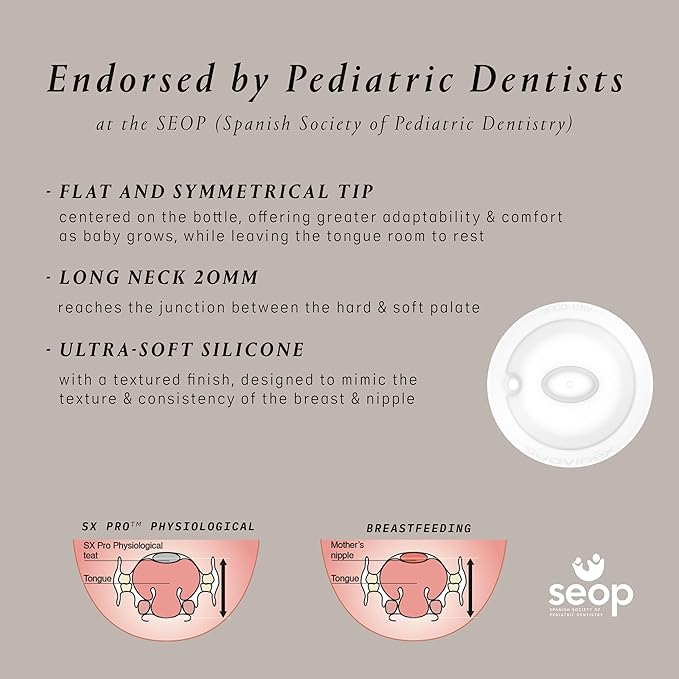 Suavinex Color Essence SX PRO Physiological Soft Flexible Silicone Baby Bottle, Anti Colic Baby Bottles, Supports Breast Feeding Babies, Made in Spain, Medium Flow, 8oz, Marshmallow Nude