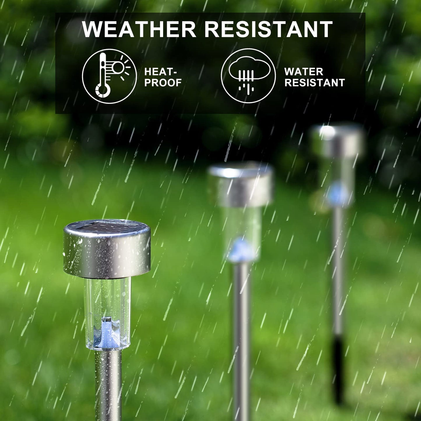 Solar Lights Outdoor Waterproof, Stainless Steel LED Landscape Lighting, Solar Garden Lights, Outdoor Valentines Day Decorations for Yard, Pathway, Walkway, Patio , Lawn - 16 Pack ( Cold White )