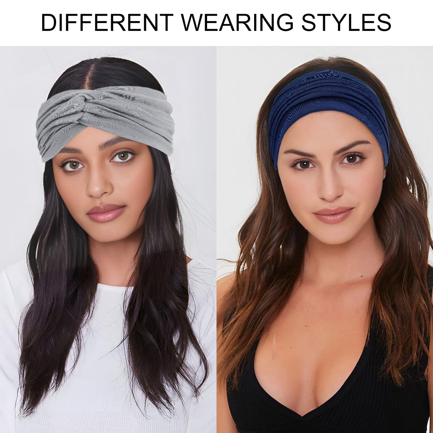 Wecoe Headbands for Women, 6pcs Fashion Wide Elastic Thick Knotted Headbands for Wigs African Head Wrap Turban Workout Sweat Hai