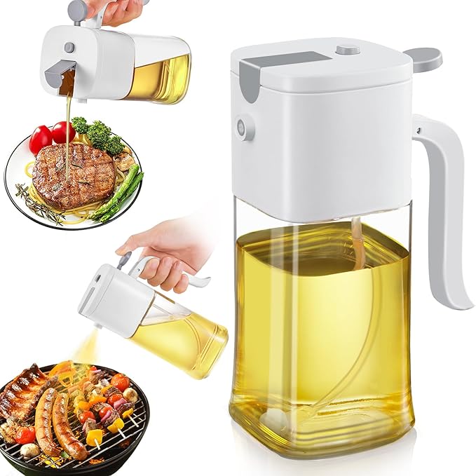 2-in-1 Olive Oil Sprayer Bottle 16.9oz/500ml - 2-in-1 Kitchen Gadget Olive Oil Dispenser, Suitable for Air Fryer, Salad and Barbecue, Kitchen Gadget