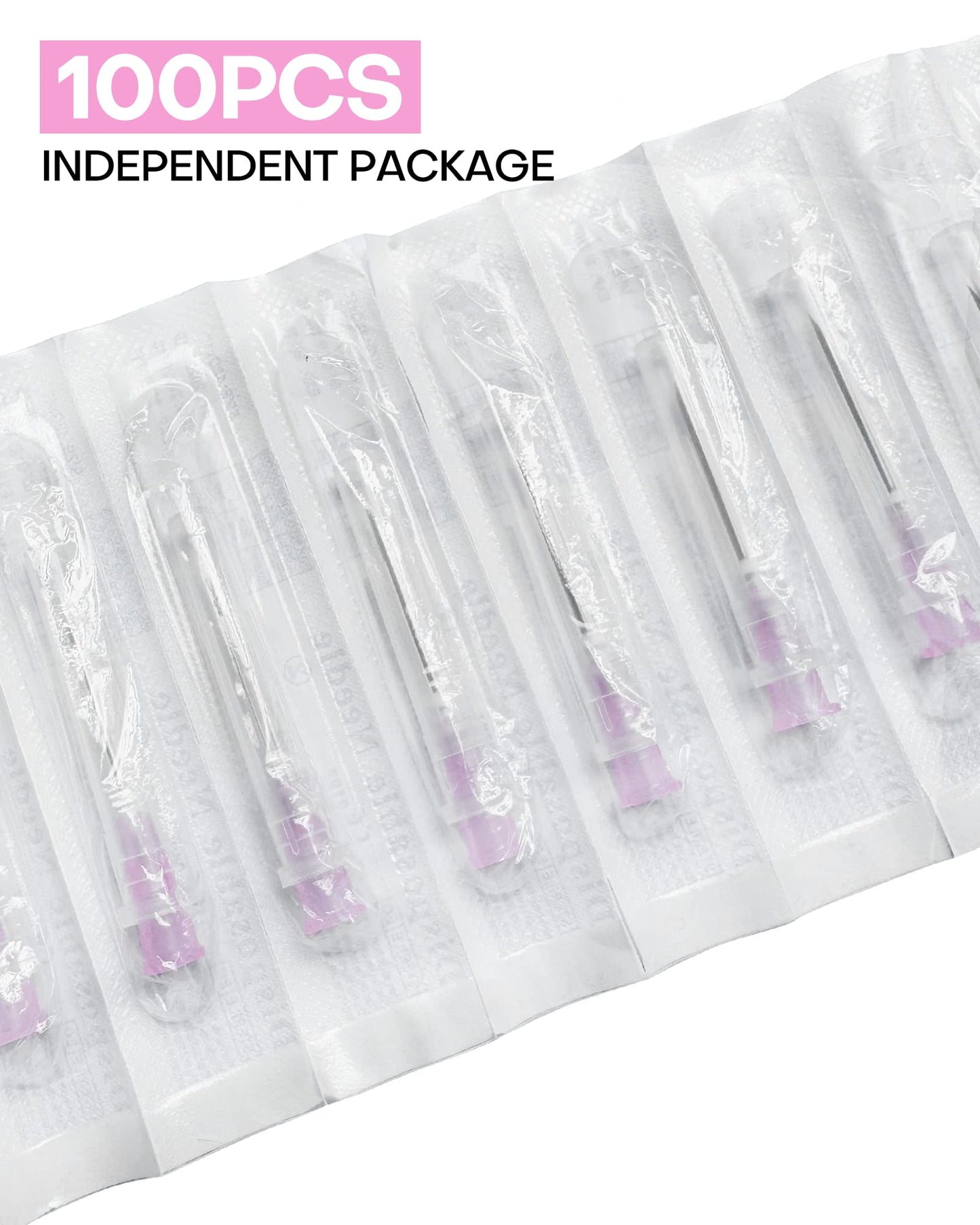 100Pcs 18Ga 1 Inch Needle Luer Lock Lab Accessories, Sterile Individual Package for Scientific Measuring, Refilling Inks