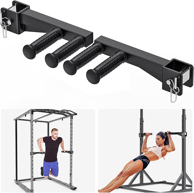 Lifeswell Dip Bar & Belt Squat Attachments for 2"x2" & 3"x3" Power Racks, Home Gym Strength Training