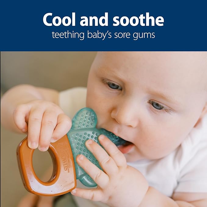 Dr. Brown's AquaCool Water-Filled Teether, Cooling Baby Teether Toy for Sore Gums, Green Cactus, BPA Free, 3m+, 2-Pack