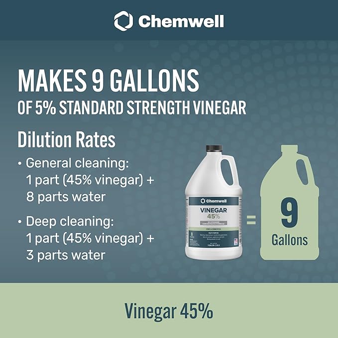 45% Vinegar 4 Gallons (4 Pack, 1 Gallon) - General Purpose All-Natural Multi-Surface Cleaner for Home, Patio & Commercial - High Performance, Powerful Concentrated Acetic Acid - Made in USA