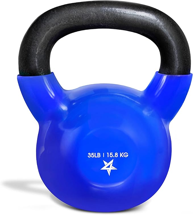 Yes4All Kettlebell, 5-100 LB Vinyl Coated Cast Iron Strength Training Kettlebells for Home Gym Exercises, Fitness, Full Bo...