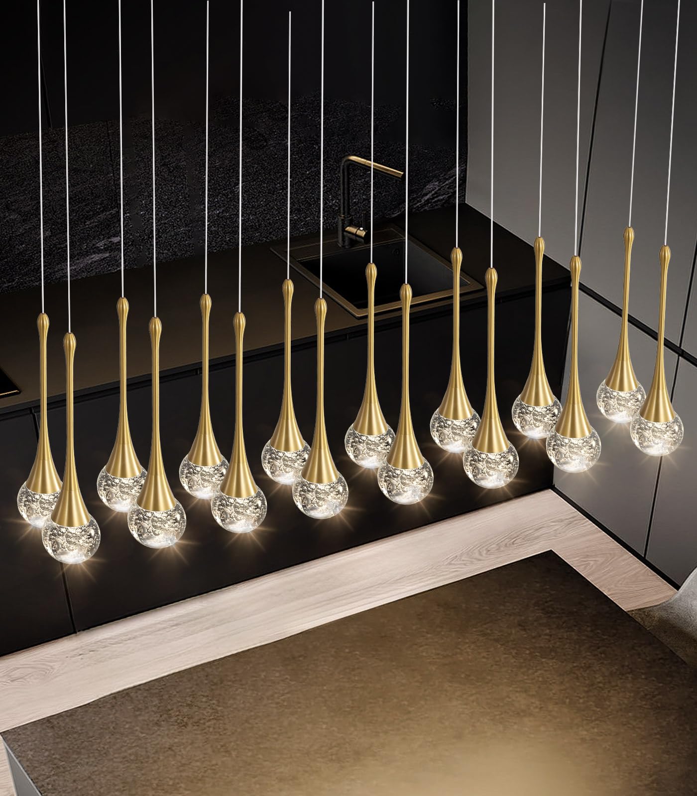16 Lights Modern Glam Crystal Chandelier For High Ceiling Led Dimmable Pendant Light For Staircase Foyer Enterway Living Room Chandelier Lighting Gold