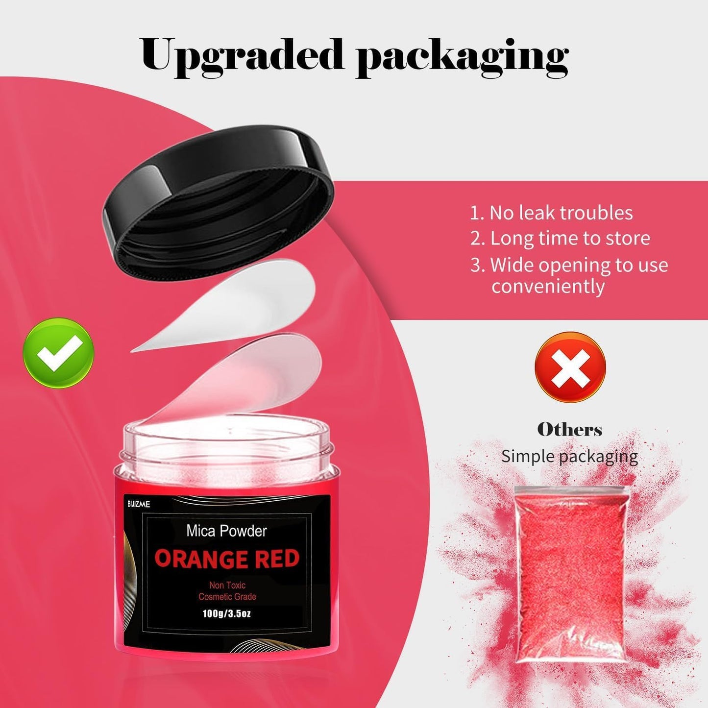 Deep Red Mica Powder Pigment (100g) -Cosmetic Grade Metallic Mica Powder for Epoxy Resin, Lip Gloss, Soap,Candle making, Bath Bombs,Tumblers, Jewelry, Dyes and DIY Crafting Projects(Orange Red, 3.5oz)