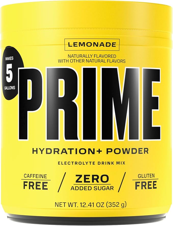 PRIME HYDRATION+ Powder Lemonade, Caffeine-Free, Electrolyte Drink Mix, 12.41 Oz