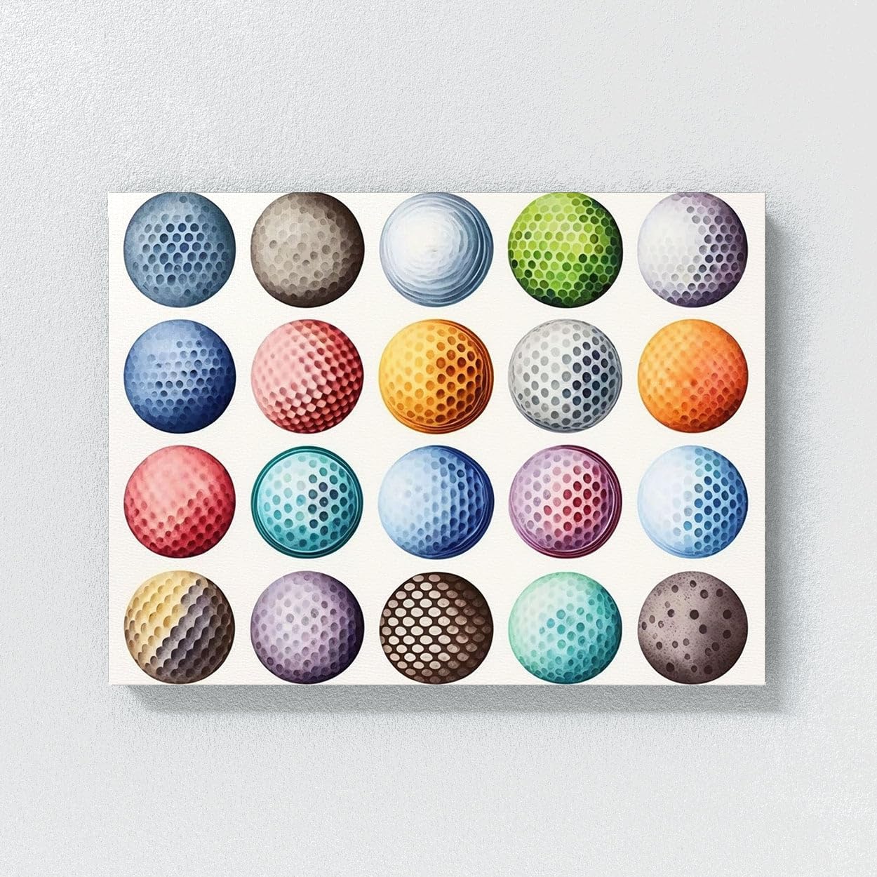 Sense Canvas Golf Ball Watercolor 31 Canvas Art - Home Decor Wall Art Print Poster Painting Large 40x30 / 0.75"