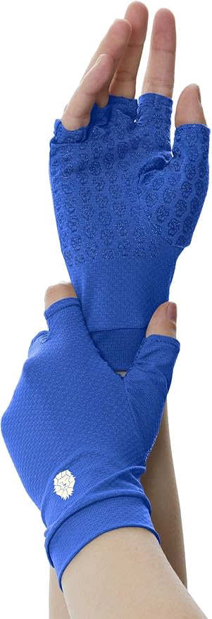 PIQIDIG Men's Women's SPF Fingerless Gloves Mittens Sun Protection Unisex Driving Gloves UPF 50+ With Silicone Gel