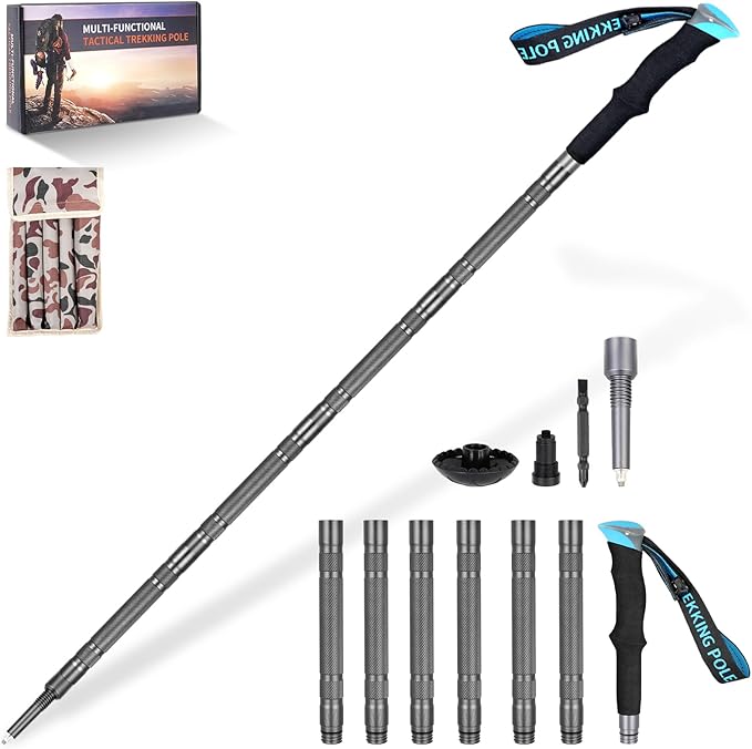 BEAUTIFABLE Hiking Walking Staff - Detachable Trekking Pole Multitool for Man Women (7 Tube
