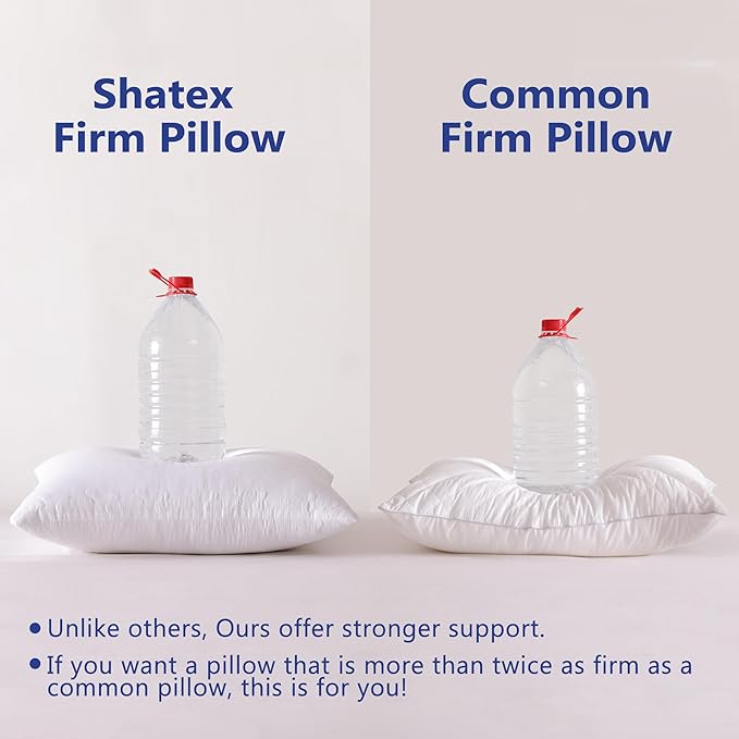 Shatex Firm Pillow, Queen Bed Pillow 28 x 20inch, Adjustable Pillow for Neck Pain Relief，Back Pillow Provide Strong Support for Stomach & Side Sleepers