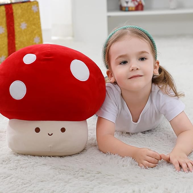 Plush Mushroom Pillow, 12 Inch Cute Stuffed Mushroom, Plush Toy Room Decor Gift for Kids and Adults