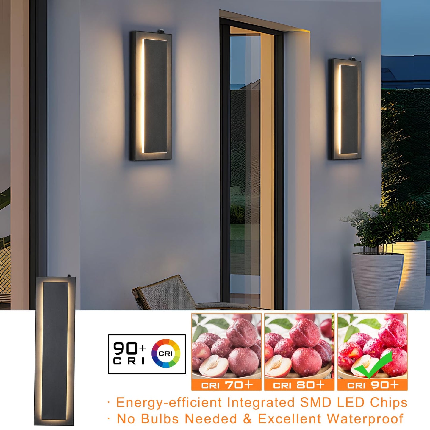 Tewei Led Outdoor Wall Sconce Dusk To Dawn Outdoor Lighting  Modern Exterior Lighting Fixtures Matte Black Led Outdoor Wall Lights For House Front Porch  Warm White 3000K  1 Pack
