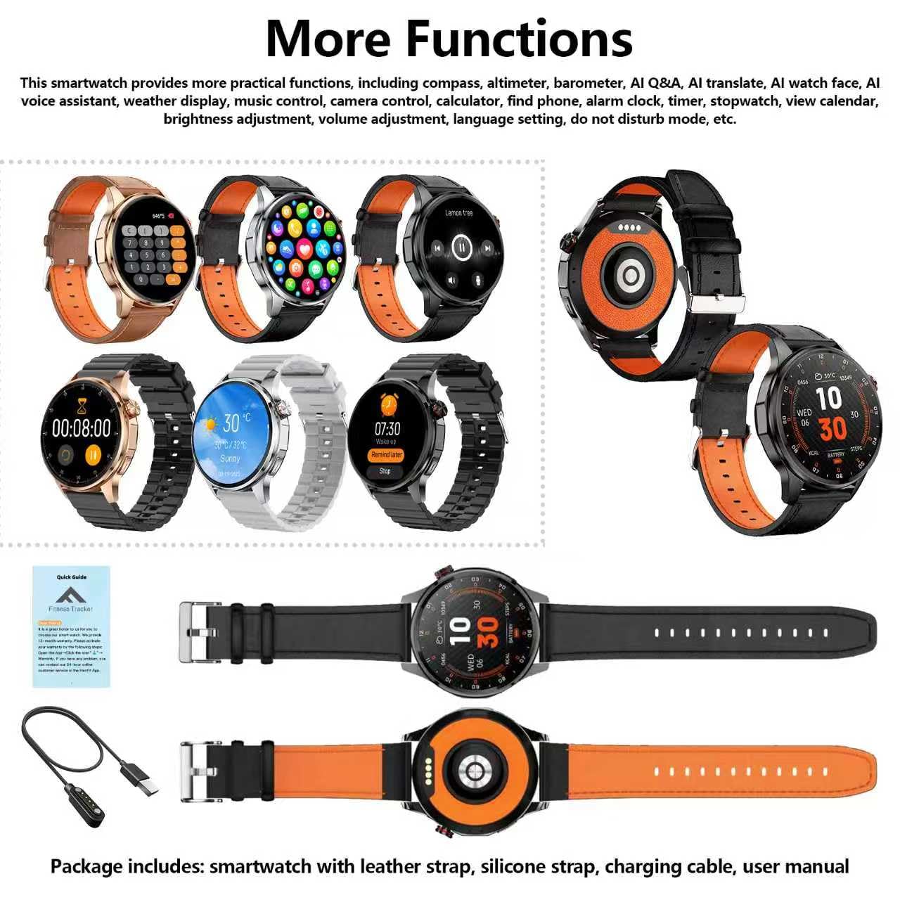 Smart Watch for Men Built-in GPS, 1.46" AI Smartwatch with Health Monitor for Android Phones/iPhone, 100+ Sport Modes Fitness Tracker with Compass/Altitude/Barometer,Bluetooth Call/Text Reply(2 Bands)