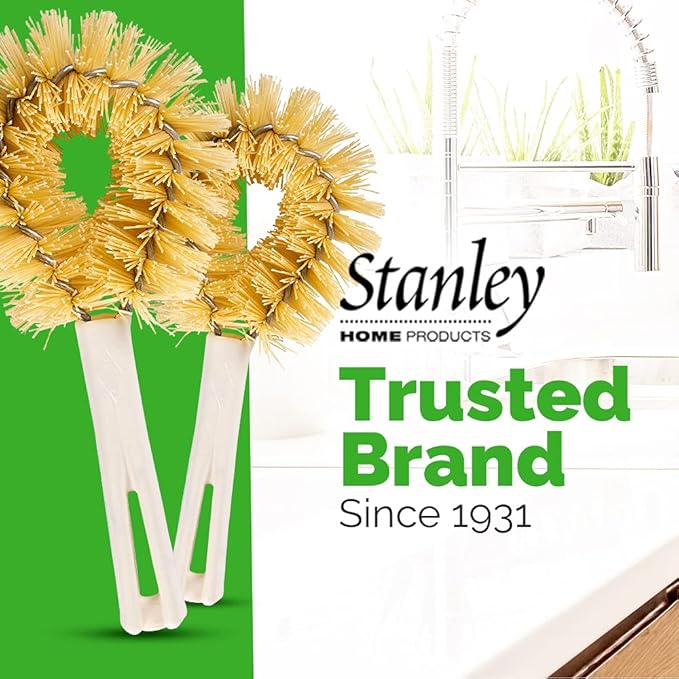 Stanley Home Products Original Vegetable Brush - Sturdy Compact Kitchen Brush for Small to Medium Veggies and Fruits - Removes Dirt Cleans Effectively Perfect for Home Use (2 Pack)
