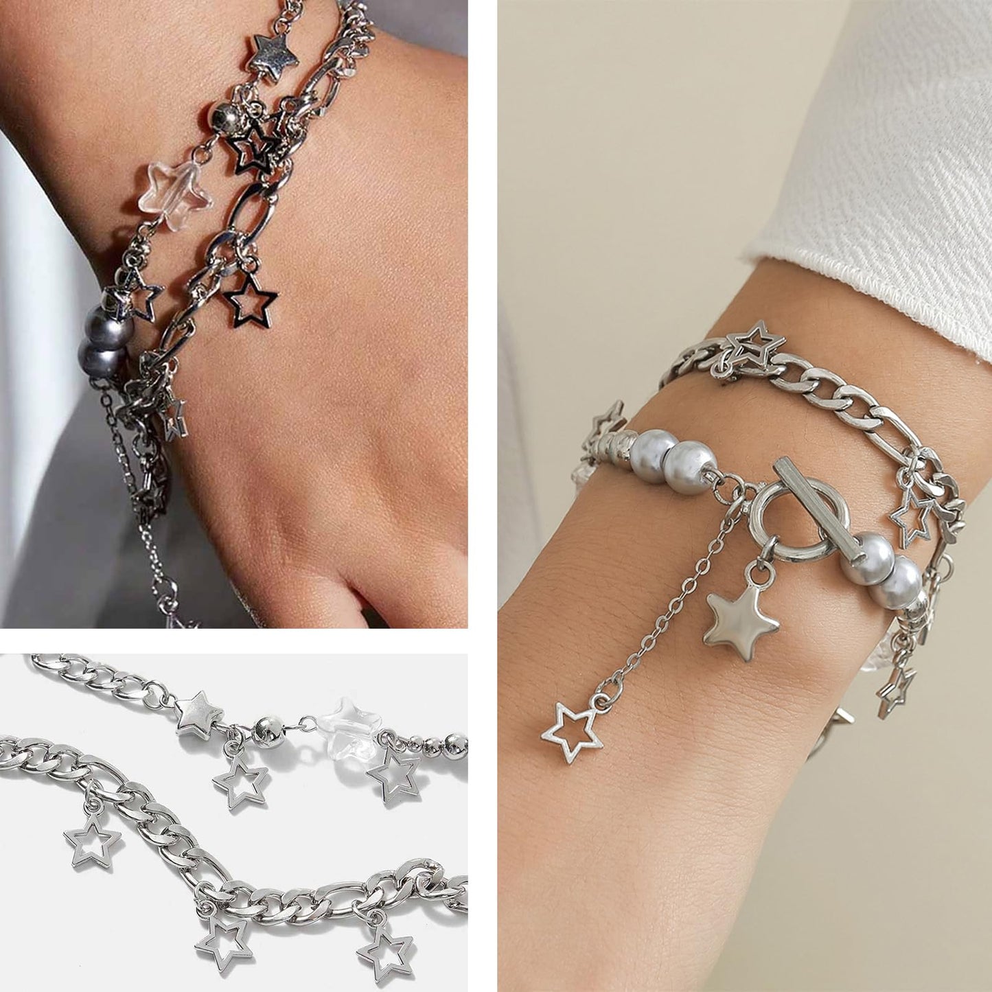 JDRGJTH 24PCS Y2k Jewelry Set,Y2k Accessories Grunge Knitted Cat Beanie,Fairy Grunge Gloves Necklace Rings Bracelet Therian Accessories Set Cosplay Party Jewelry Gift for Women