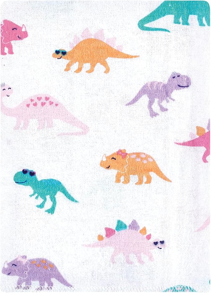Luvable Friends Hudson Baby Flannel Burp Cloths 12pk, Pink Dinosaur