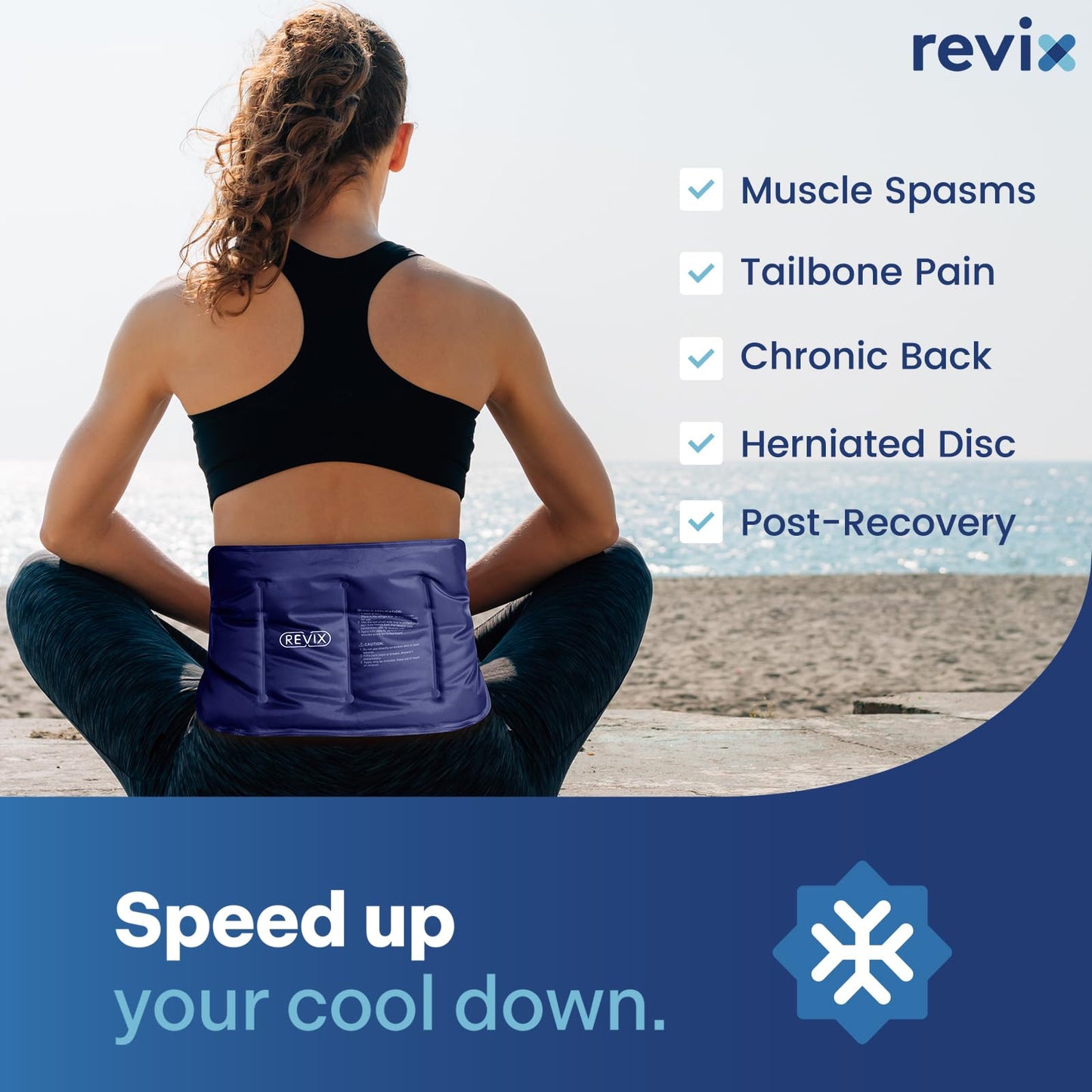 REVIX Reusable Ice Pack for Back Relief, Soft Plush Lining Gel Cold Packs for Lower Back, Shin, Knee, Hip, Arm, Flexible Cold Compress, 16 × 9 ", 2 Packs