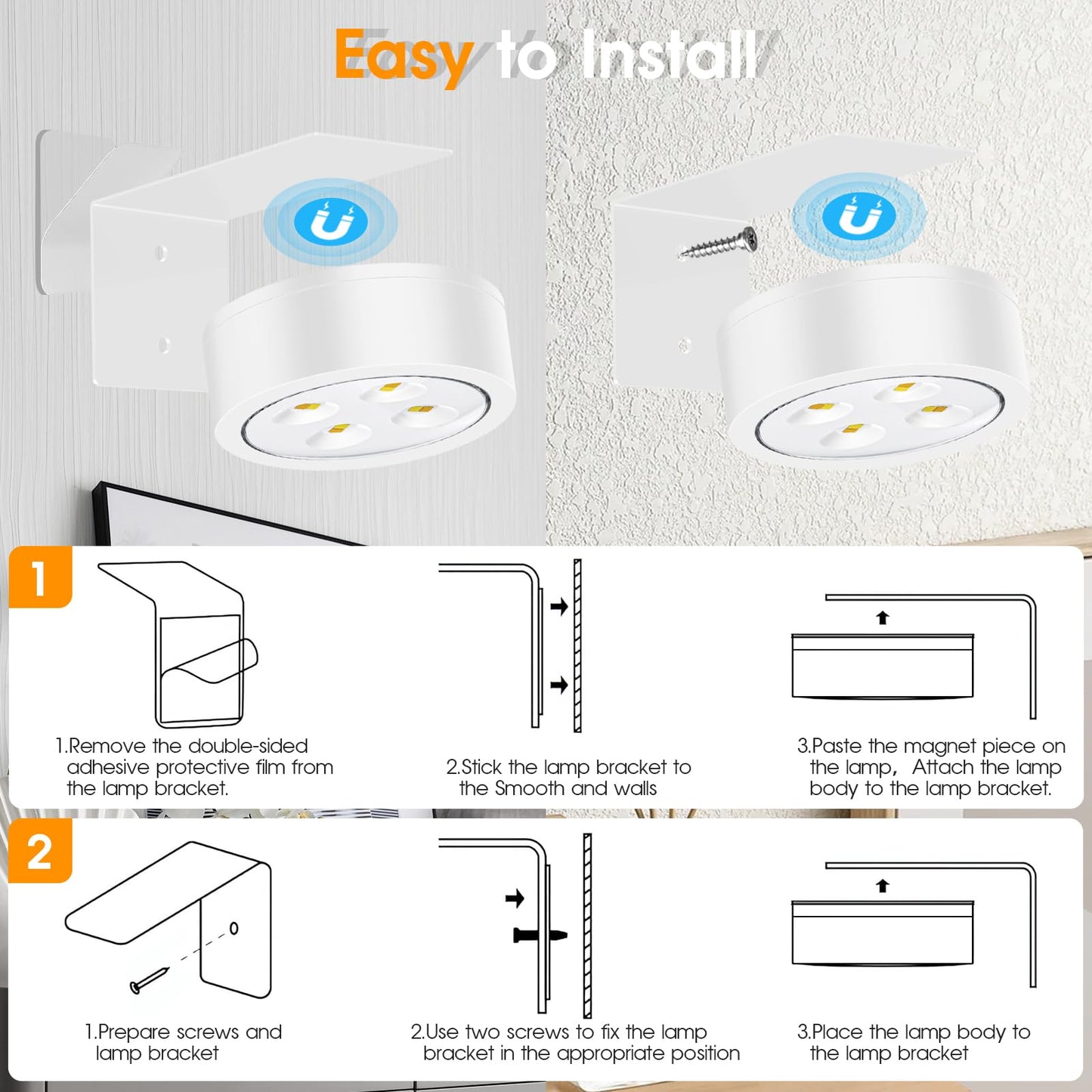 SIXDEFLY RGB LED Art Display Light, 6 Pack, Rechargeable, Remote Control, Dimmable, White