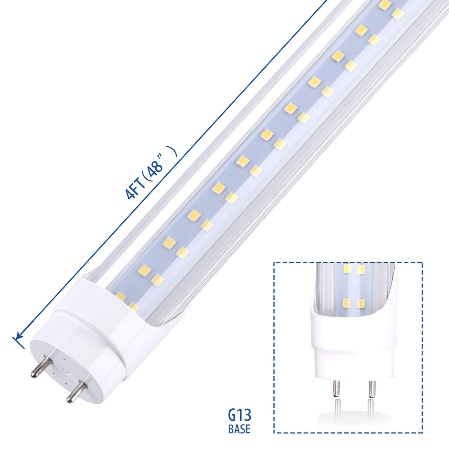 JOMITOP T8 LED Tube Light 28W, 3360 Lumens, Cold White 6000K, Dual-End Powered, Aluminum, 4FT, Model T812-28