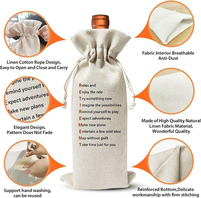 Retirement Idea Wine Bag For Teacher Coworker Employees Friend Colleagues Nurse Doctors Boss, Goodbye Farewell Leaving Gifts For Best Friend, Happy Retirement Party Decorations