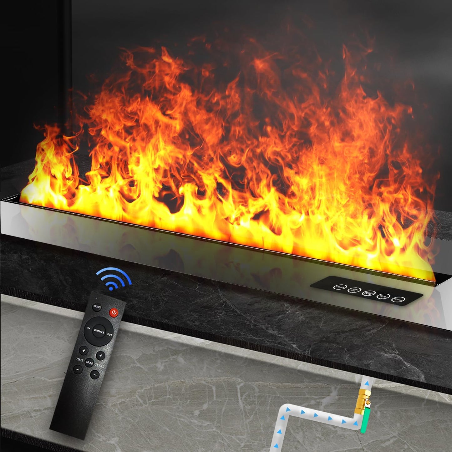 Electric Fireplace 47.3, Water Vapor Fireplace Remote & Panel Touch & Smart App, Steam Fireplace Realistic Flame, Fireplace Humi
