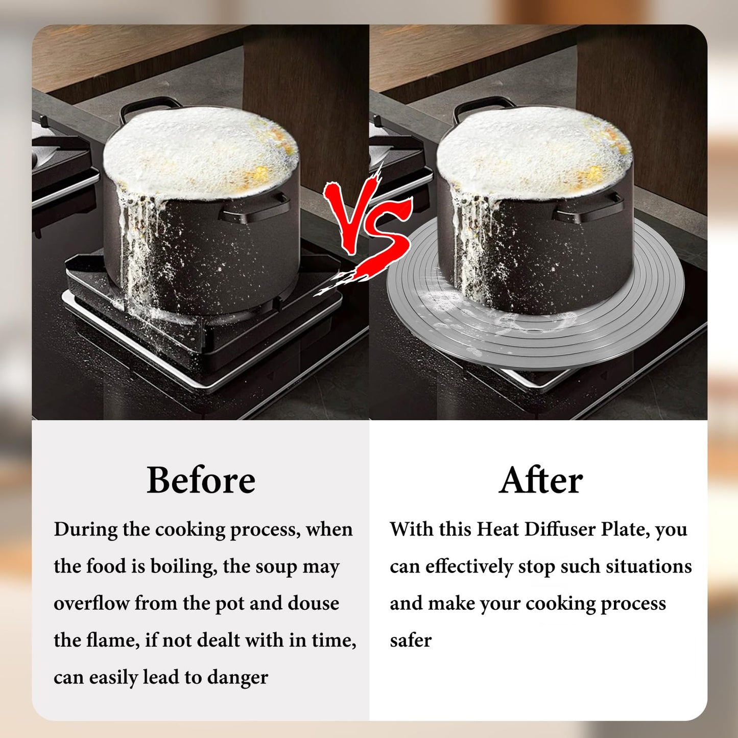 2 Pack Gas Stove Heat Diffuser Plate, Round Fast Defrosting Tray Aluminum Non-Stick Coating Cookware Simmering Thawing Plate Conduction Multifunctional, Flame Guard Protection Stovetop (9.3'' & 11'')