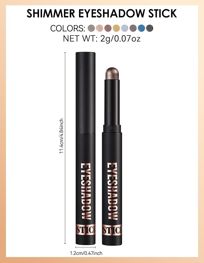Erinde Shimmer Cream Eyeshadow Stick, Long Lasting Metallic Eye Shadow Stick, Waterproof Creamy Glitter Eyeshadow Pencil, High Pigment Blendable Neutral Eye Makeup, 09 Cocoa Shimmer