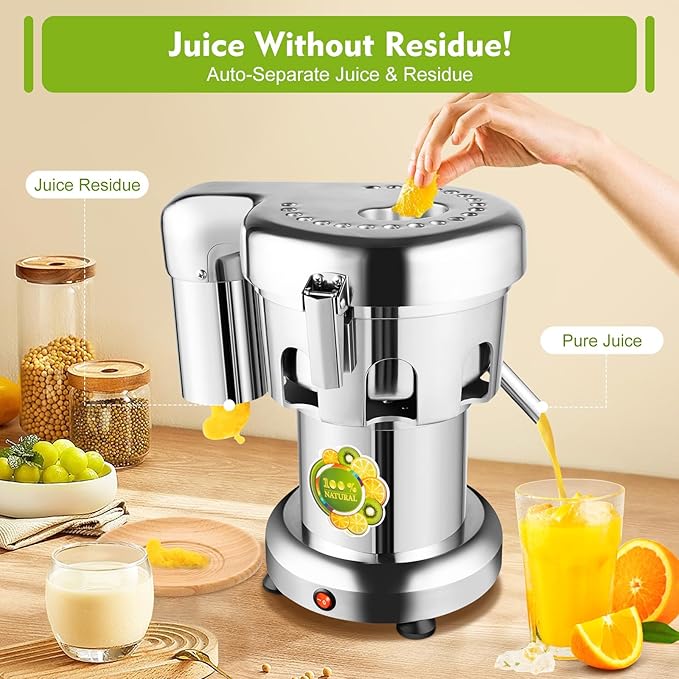 370W Juice Extractor with Auto Pulp Separation, 2800RPM High-Yield Juicer for Fruits & Vegetables – Low Noise, Dishwasher-Safe Parts, Silver Aluminum Body