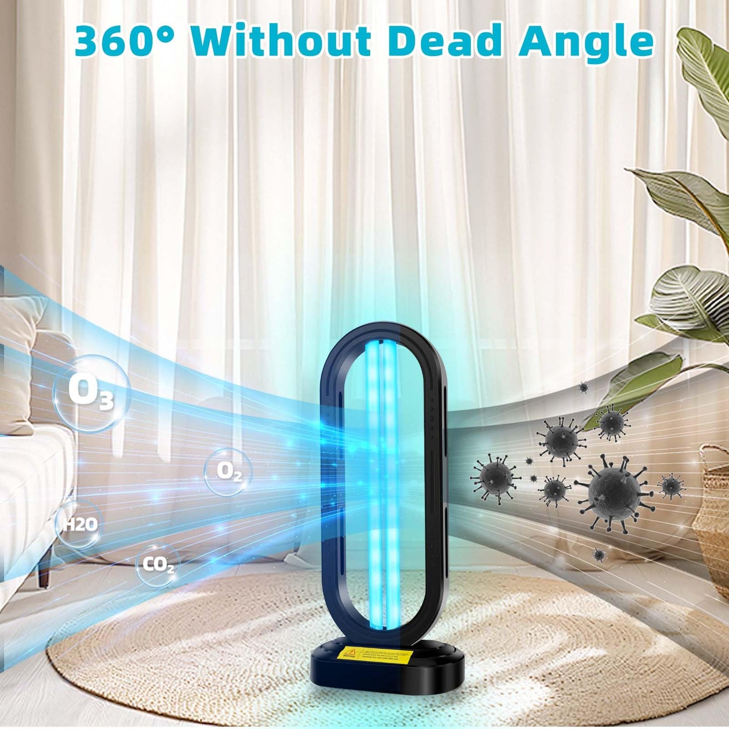 Feefir Uv Light Sanitizer,4-Speed Timing And Remote Control Uvc Home Disinfection Device,Portable Ultraviolet Light Sanitizer Fo