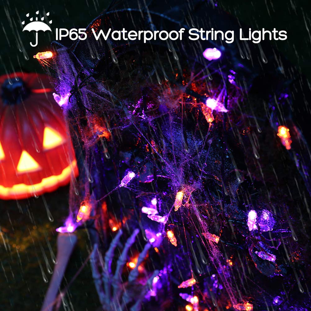 Jnaurb Halloween String Lights, 33Ft 100 Led Waterproof Orange & Purple, 8 Modes & Timer, Model Jt-Elfc300V0200-C