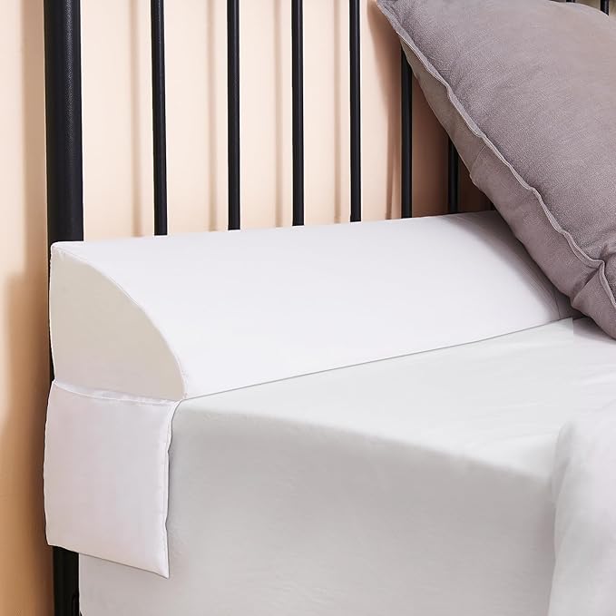 Vekkia King Bed Wedge Pillow for Headboard/Wedge Pillow Headboard/Bed Gap Filler/Headboard Pillow,Pillow Wedge for Headboard Gap,Stop Loosing Your Pillows,Phone&Glasses(White 76"x6.5"x4.5")