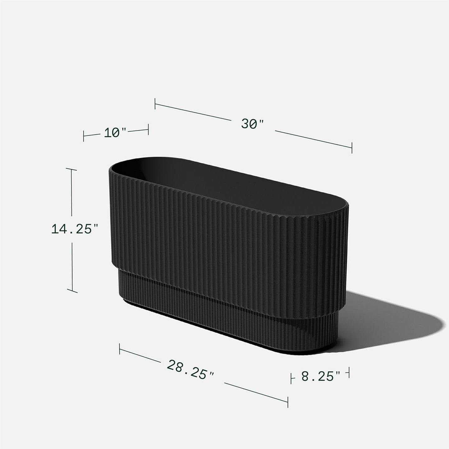 Veradek Demi Series Long Planter for Porch, Patio, Backyard | Durable Plastic-Stone Composite Material | Modern Décor for Shrubs, Flowers