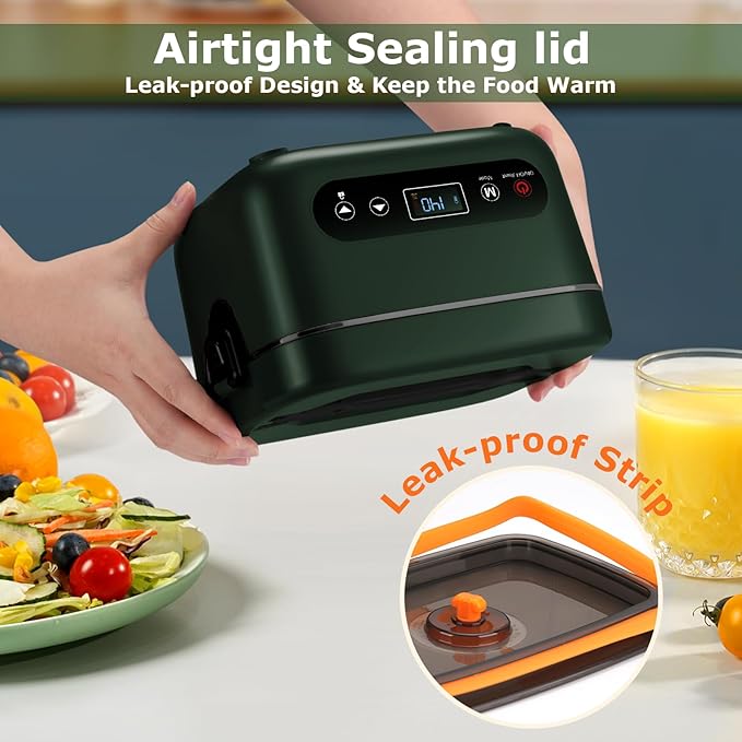 1.2L Cordless Electric Lunch Box – 20000mAh Rechargeable Portable Food Warmer with 5-Sided Heating, Auto Temperature Control, Leakproof & BPA-Free – Perfect for Office, Truck, Outdoors Green